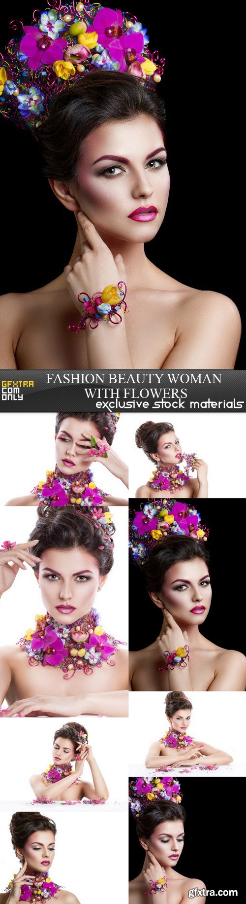 Fashion Beauty Woman with Flowers - 8 UHQ JPEG