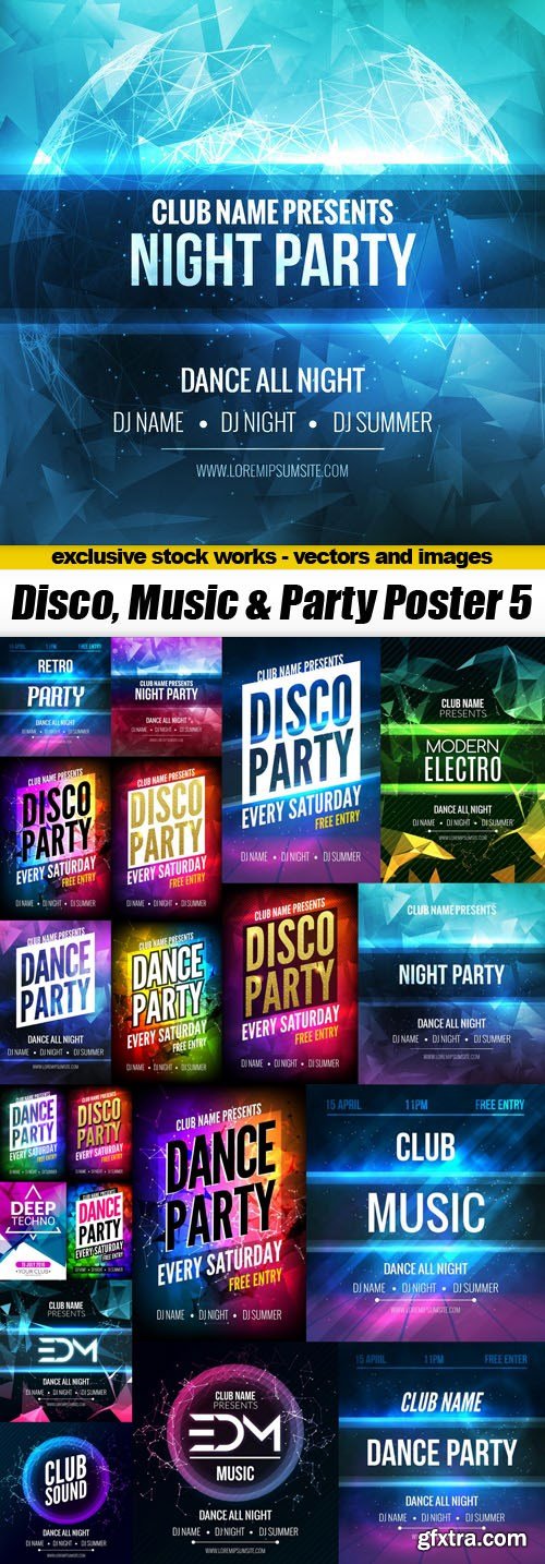 Disco, Music & Party Poster 5 - 21xEPS