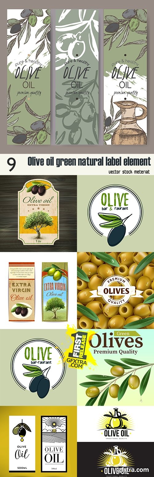 Olive oil green natural label element