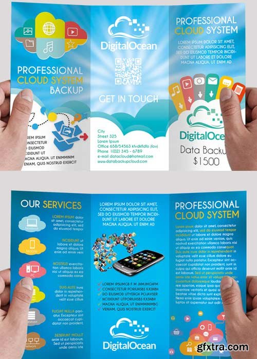 Cloud Systems Premium Tri-Fold PSD Brochure Template