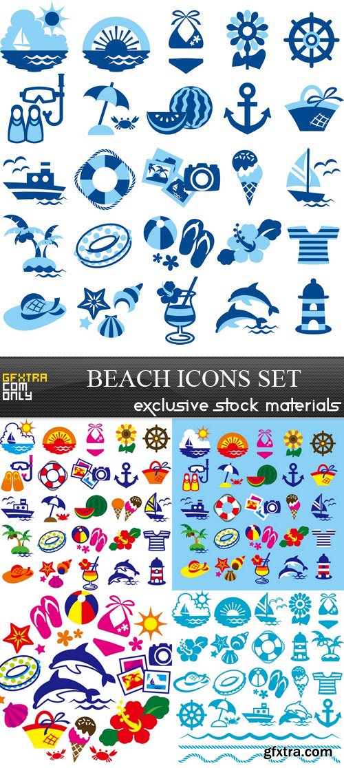 Beach Icons Set - 5 EPS