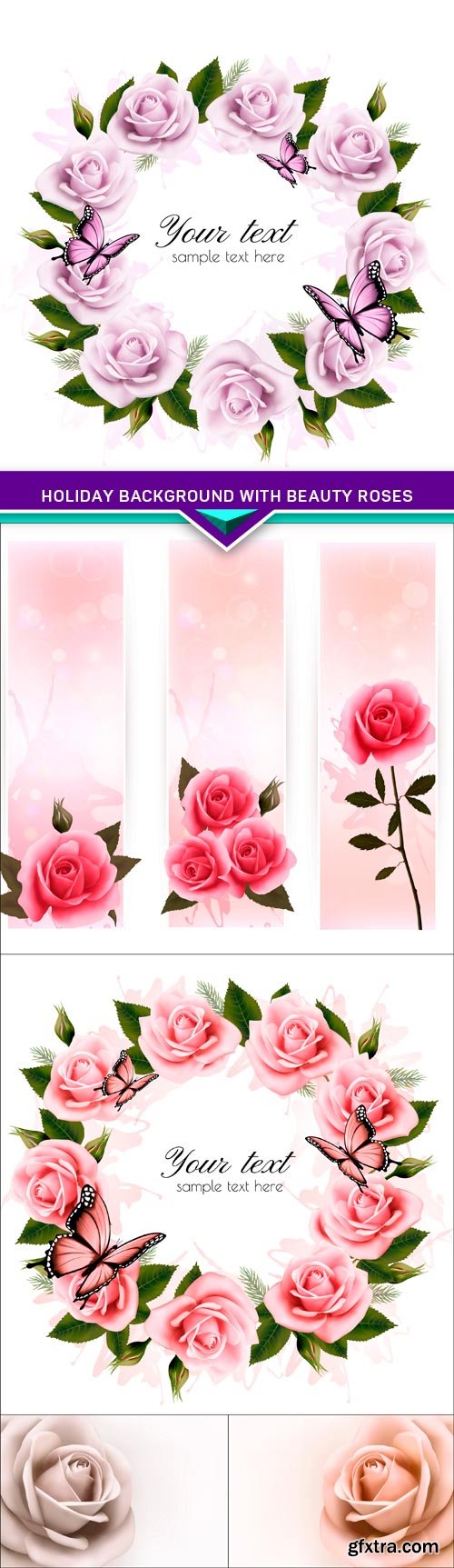 Holiday background with beauty roses 5X EPS