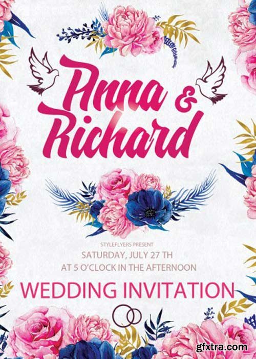 Wedding Invitation PSD Flyer Template