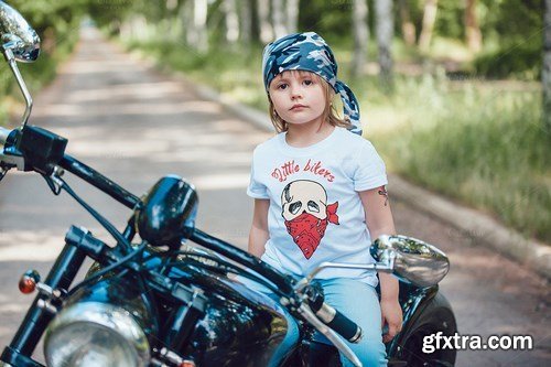 CreativeMarket - Little Bikers T-Shirt Mock-Up 779079