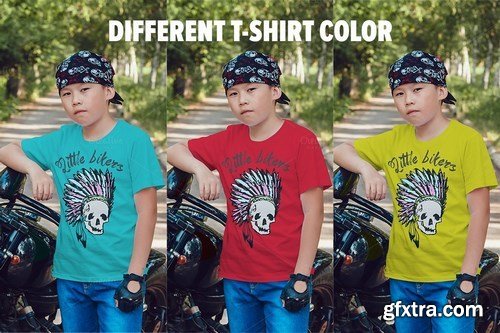 CreativeMarket - Little Bikers T-Shirt Mock-Up 779079