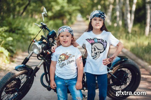 CreativeMarket - Little Bikers T-Shirt Mock-Up 779079