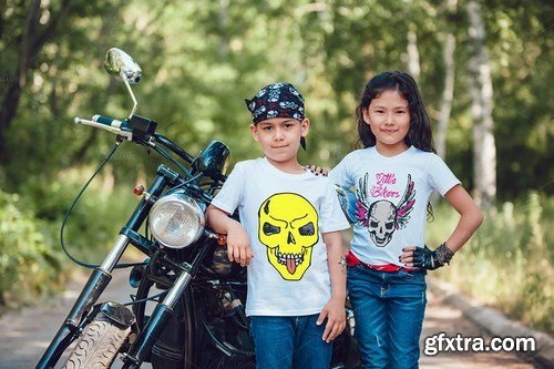 CreativeMarket - Little Bikers T-Shirt Mock-Up 779079