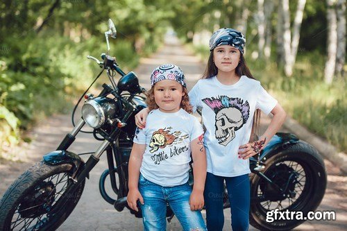 CreativeMarket - Little Bikers T-Shirt Mock-Up 779079