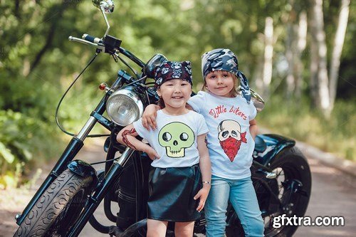 CreativeMarket - Little Bikers T-Shirt Mock-Up 779079