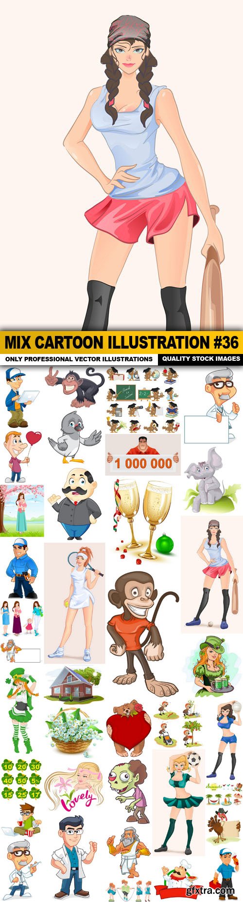 Mix cartoon Illustration #36 - 40 Vector