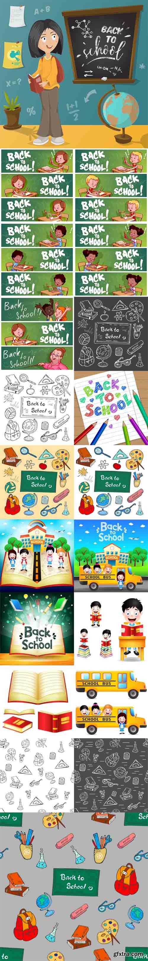 Vector Set - Back to School Illustrations and Elements