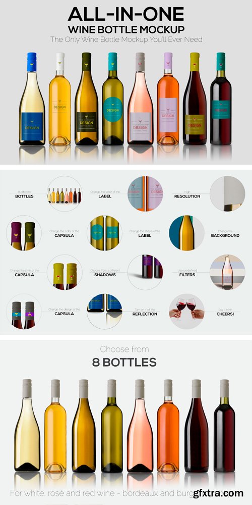 CM 744090 - All-In-One Wine Bottle Mockup