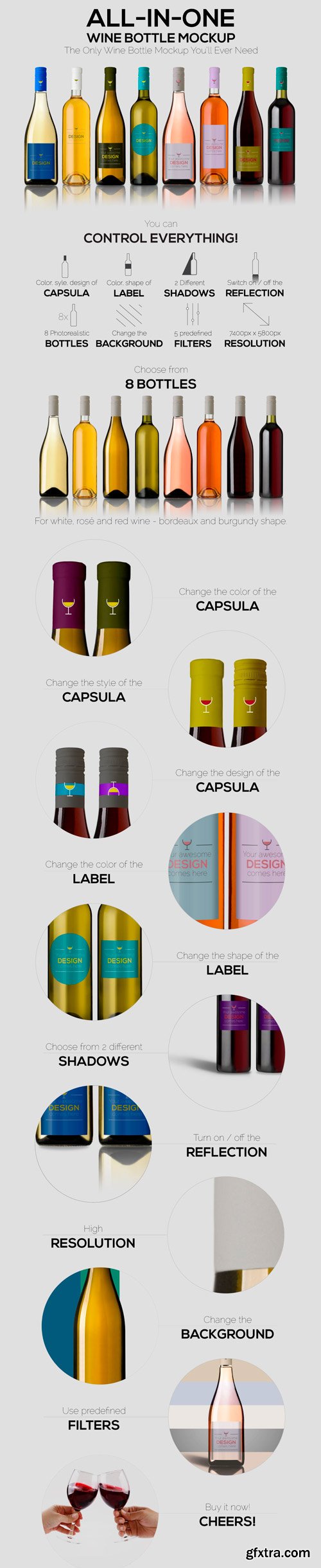 CM 744090 - All-In-One Wine Bottle Mockup