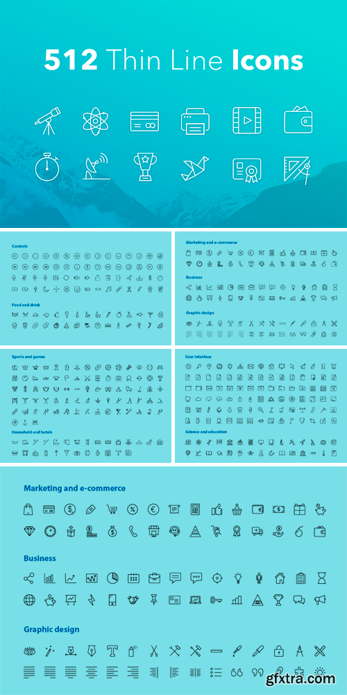 CM 714412 - 512 Thin Line Icons