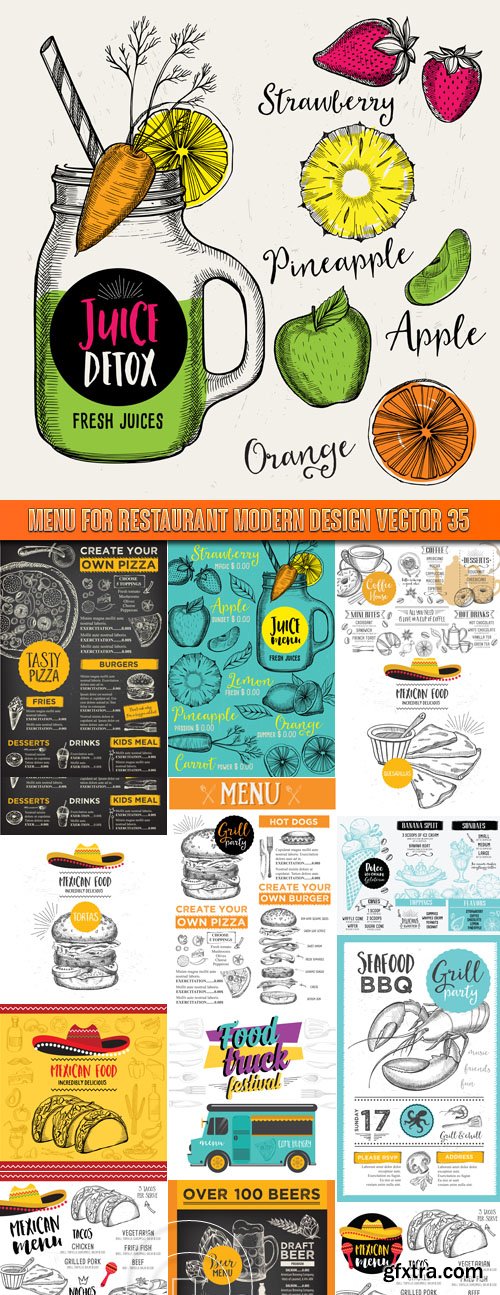 Menu for restaurant modern design vector 35