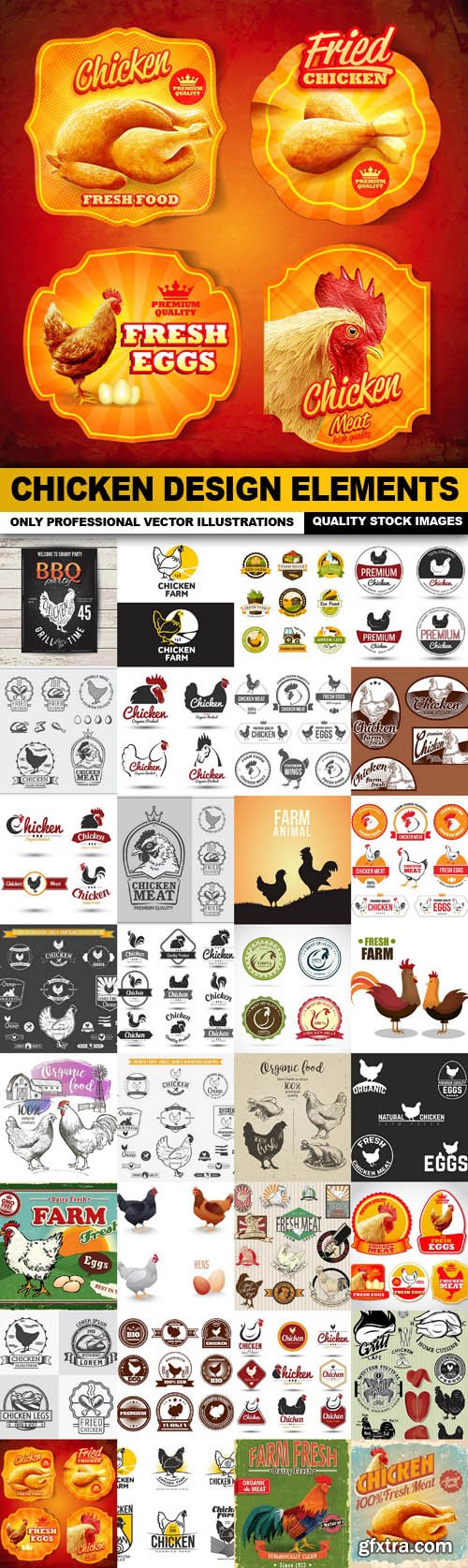 Chicken Design Elements - 33 Vector