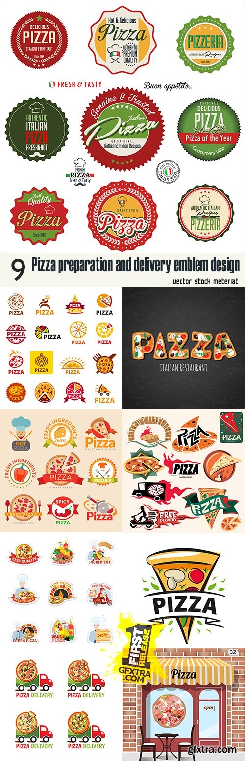 Pizza preparation and delivery emblem design