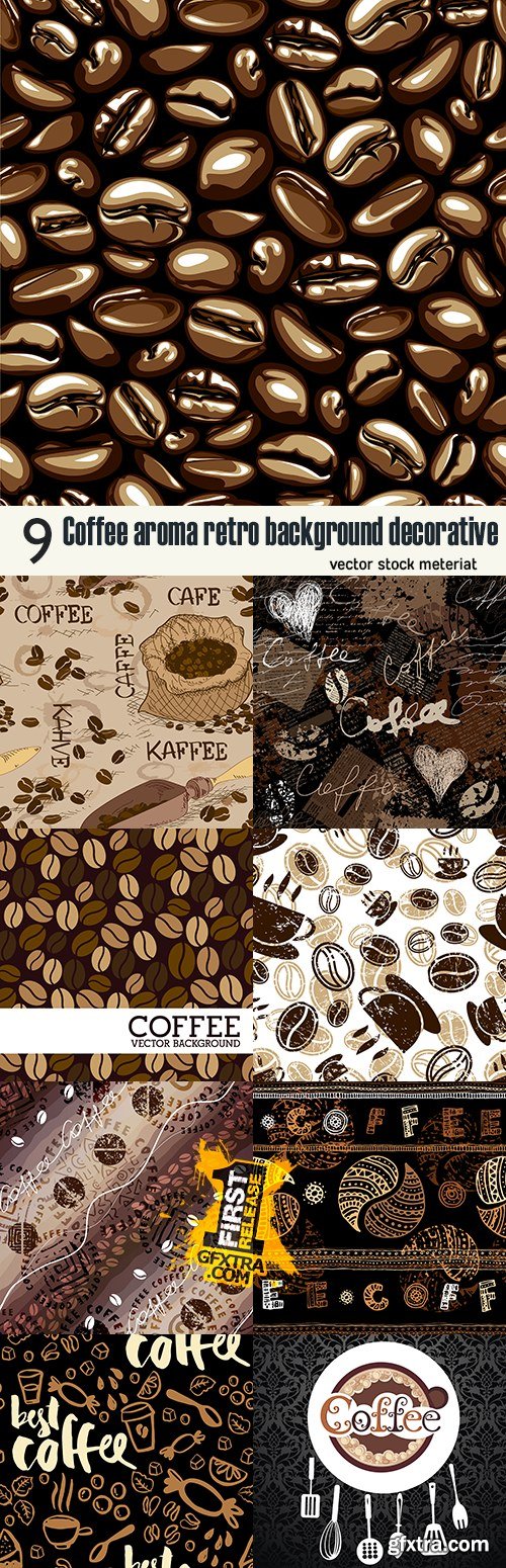 Coffee aroma retro background decorative