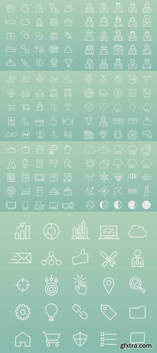 Set of Quality Minimal Thin Line Icons 2