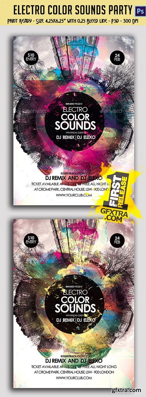 GraphicRiver - Electro Color Sounds Party Flyer 10379803