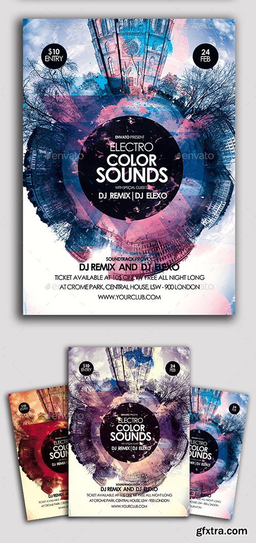 GraphicRiver - Electro Color Sounds Party Flyer 10379803