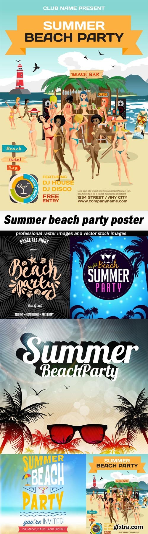 Summer beach party poster - 5 EPS