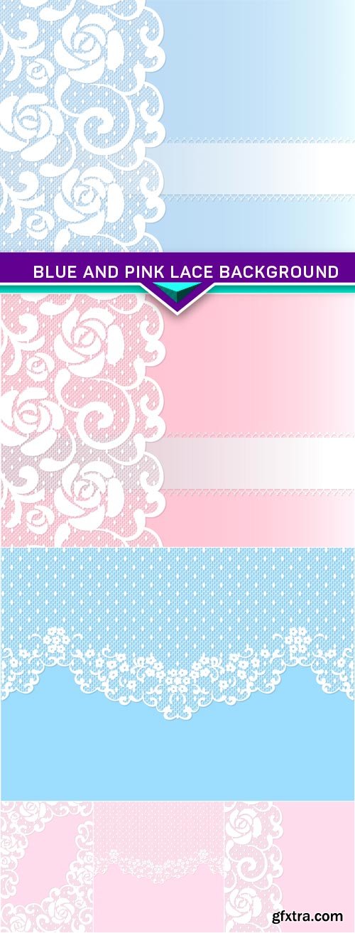 Blue and pink lace background 6X EPS