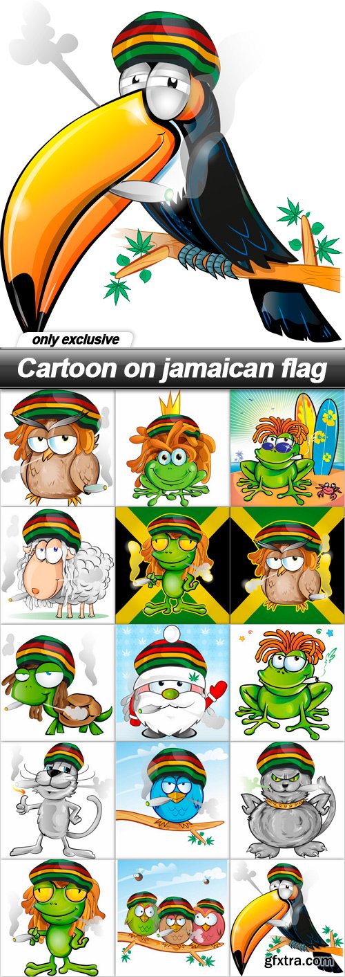 Cartoon on jamaican flag - 15 EPS » GFxtra