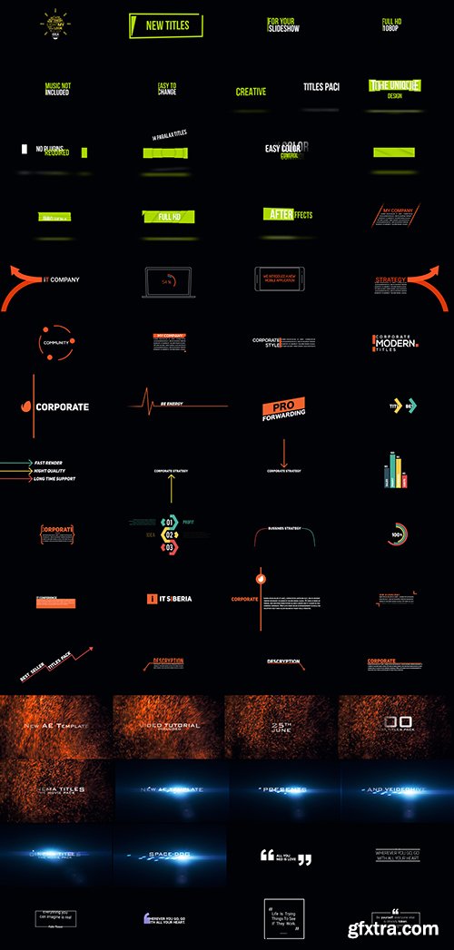 Videohive 140 Titles Pack (10 popular types) 16917604