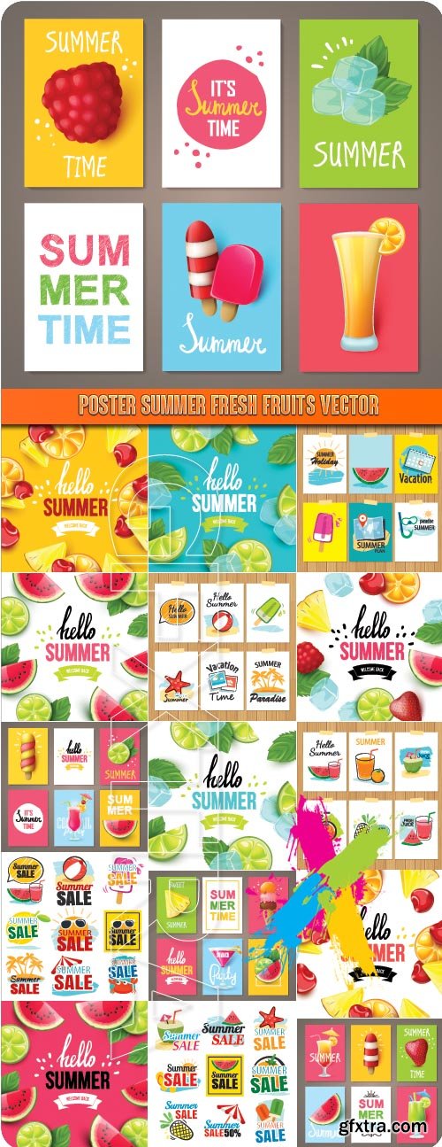 Poster Summer fresh fruits vector