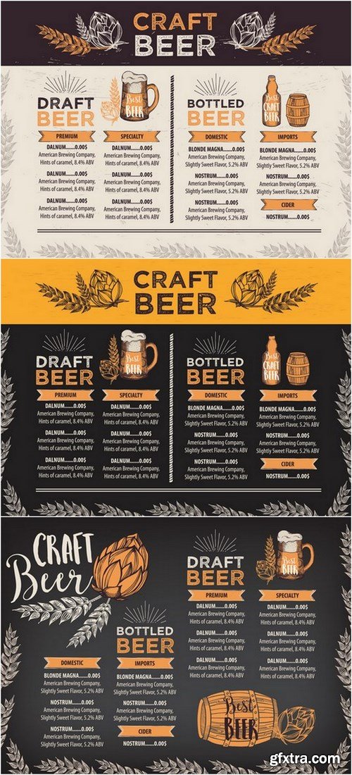 Beer restaurant cafe menu - 19 EPS