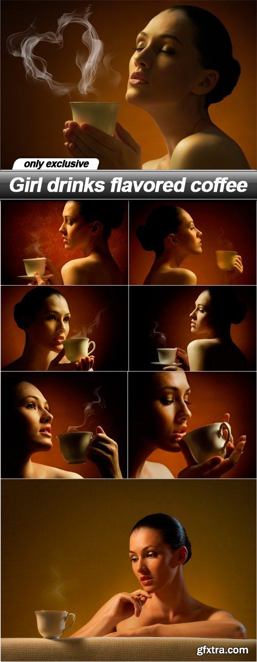 Girl drinks flavored coffee - 8 UHQ JPEG