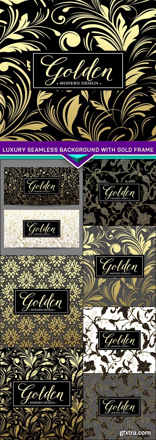 Luxury seamless background with gold frame 8X EPS