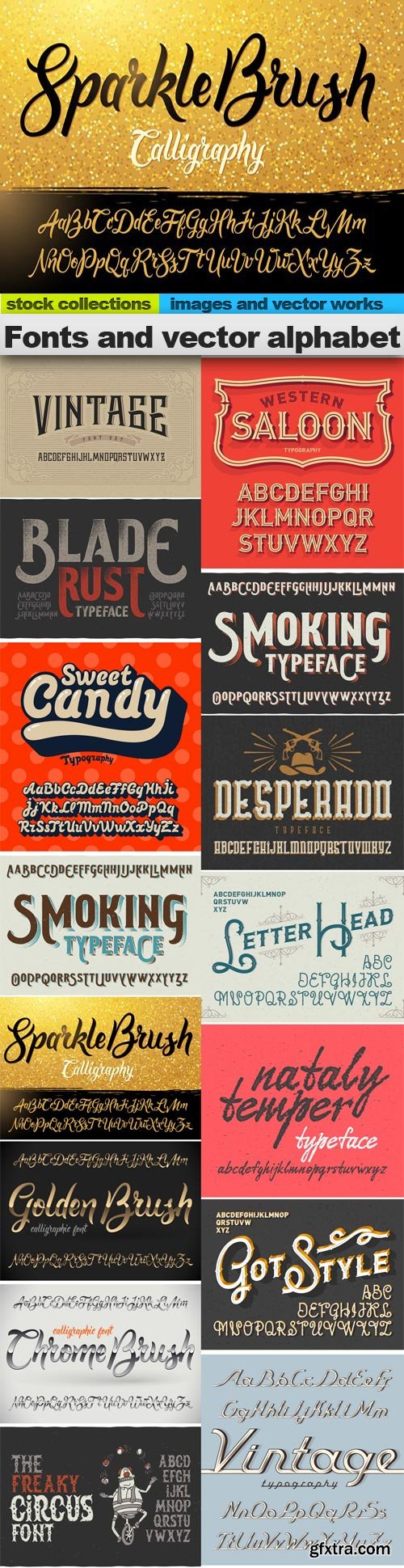 Fonts and vector alphabet,  15 x EPS