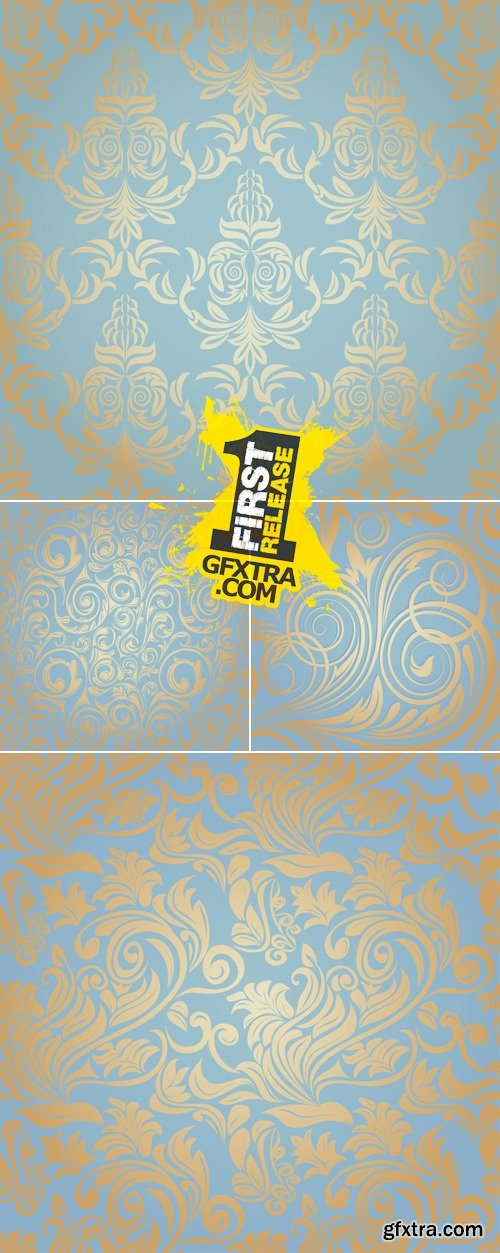 Golden Floral Patterns Vector