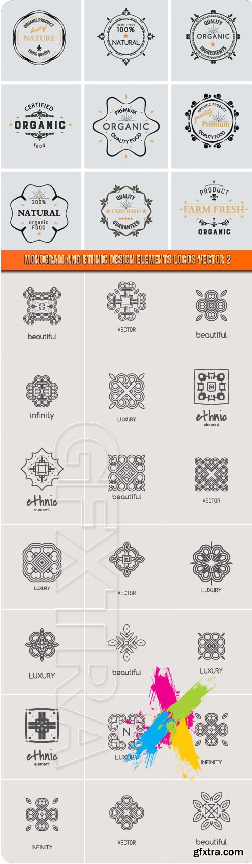 Monogram and ethnic design elements logos vector 2