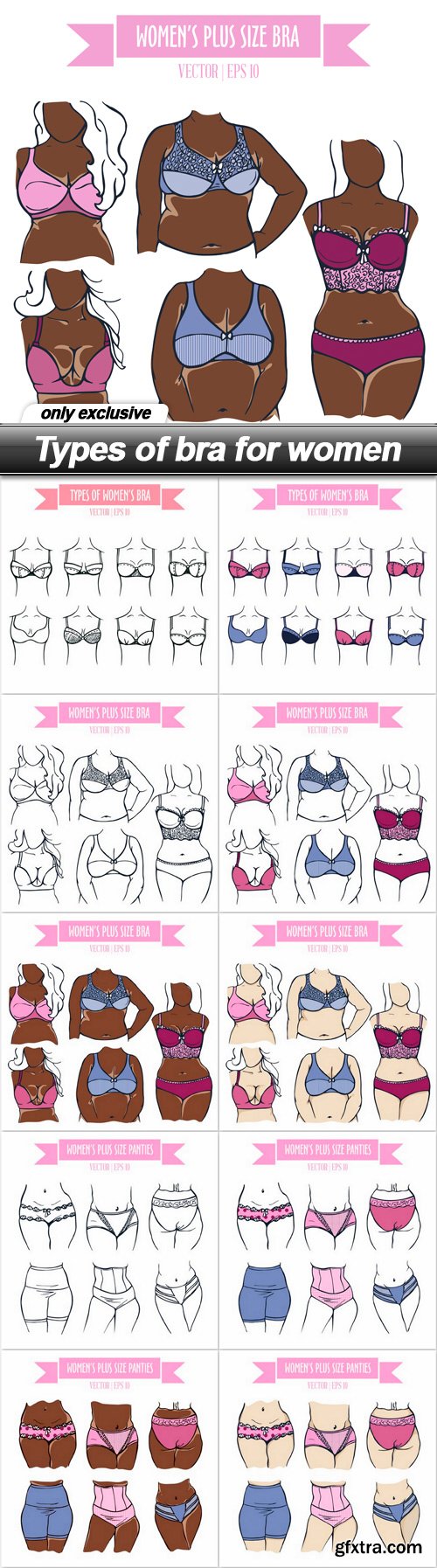 Types of bra for women - 10 EPS