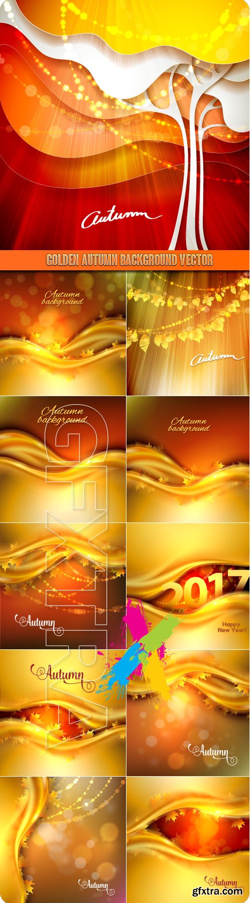 Golden autumn background vector