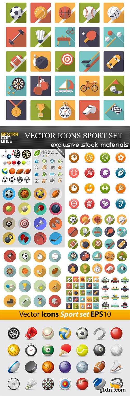 Vector Icons Sport Set, 9 x EPS