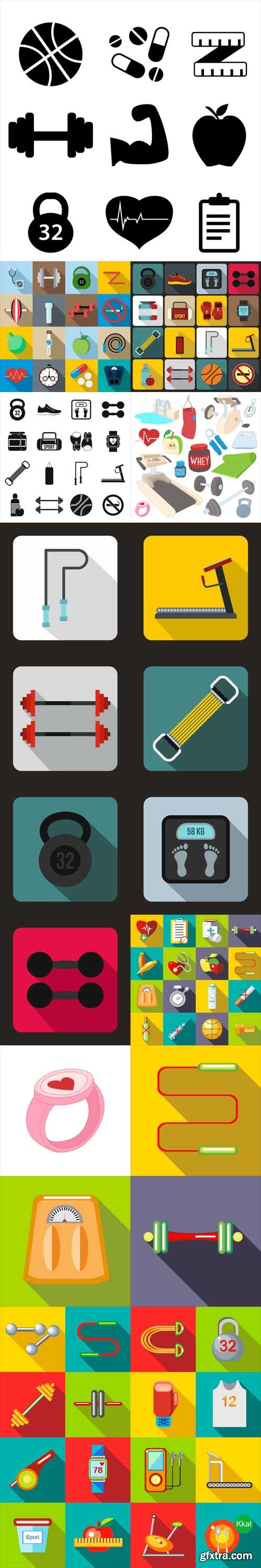 Vector Set - Fitness Flat Icons