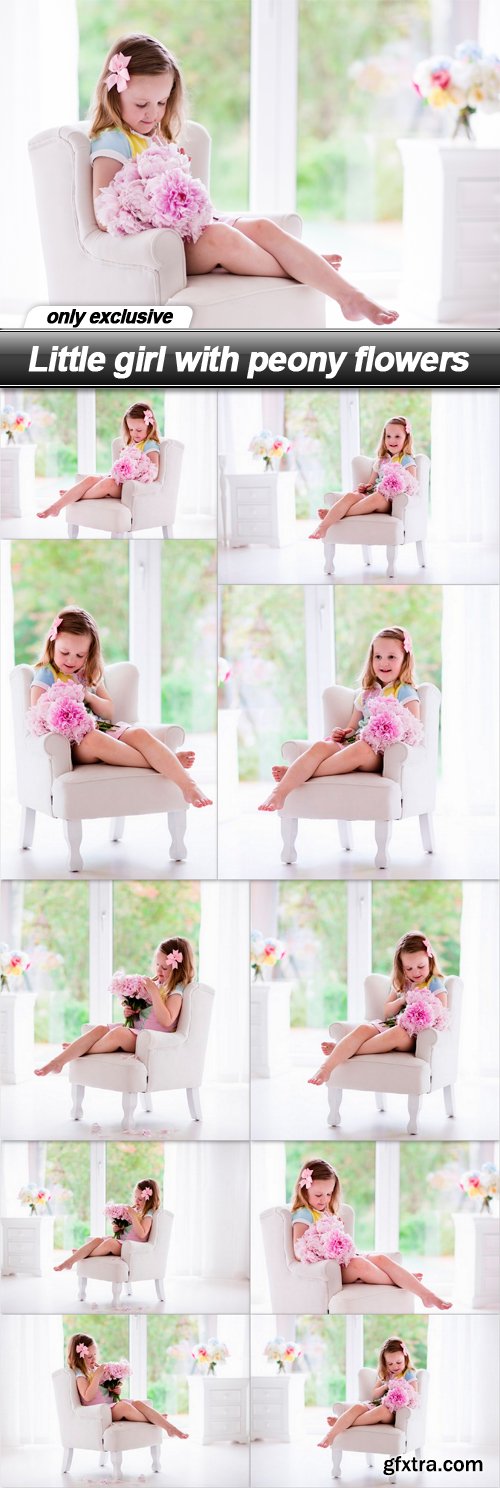 Little girl with peony flowers - 10 UHQ JPEG