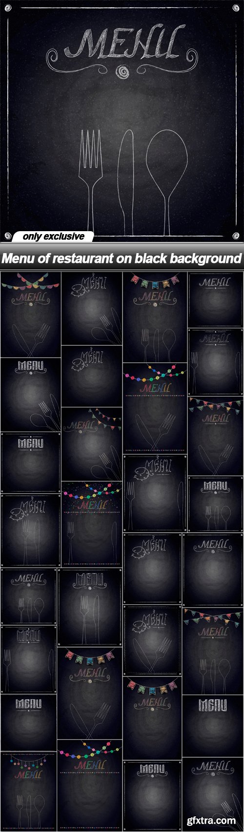 Menu of restaurant on black background - 30 EPS