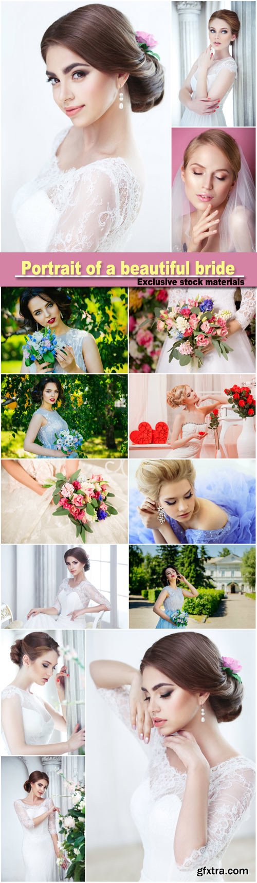 Portrait of a beautiful bride, bright makeup and hairstyle in lace dress