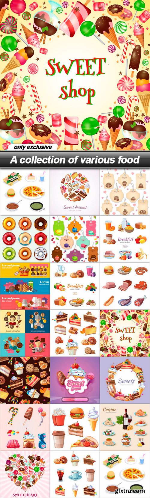 A collection of various food - 20 EPS