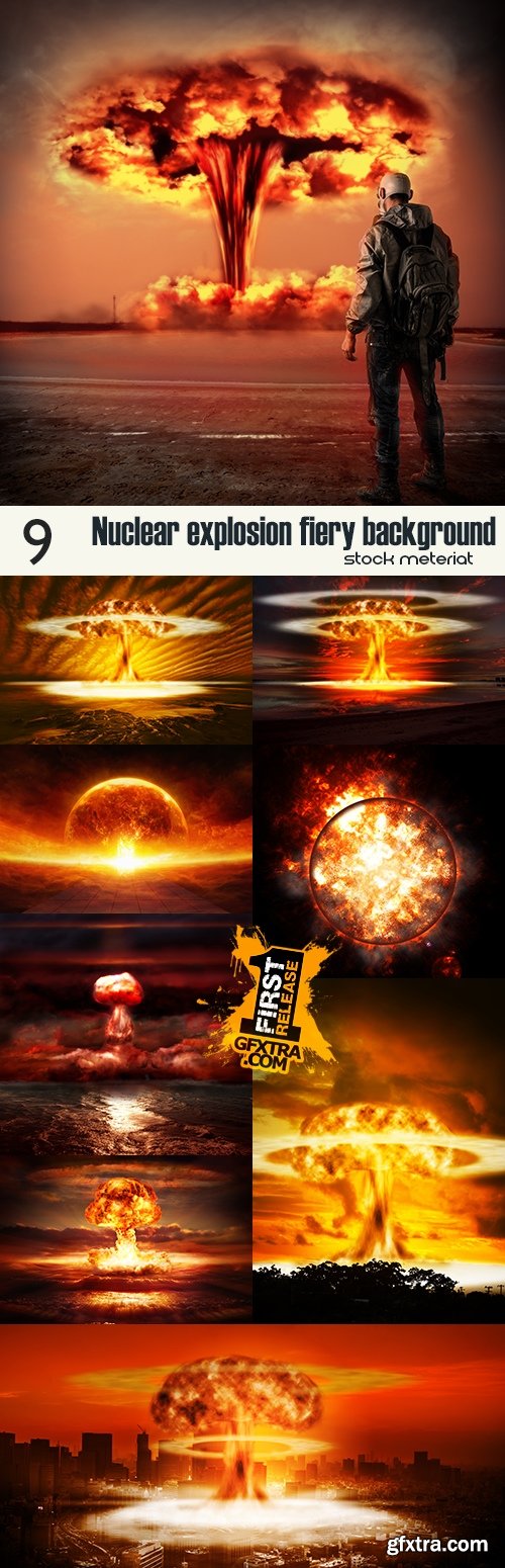 Nuclear explosion fiery background