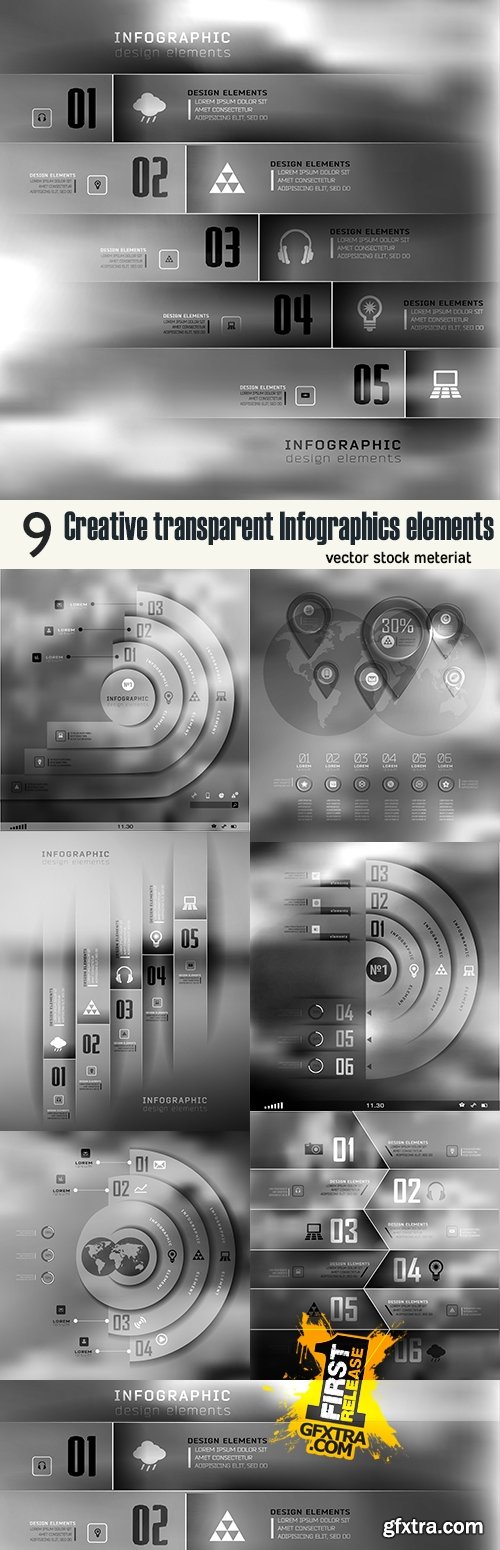 Creative transparent Infographics elements