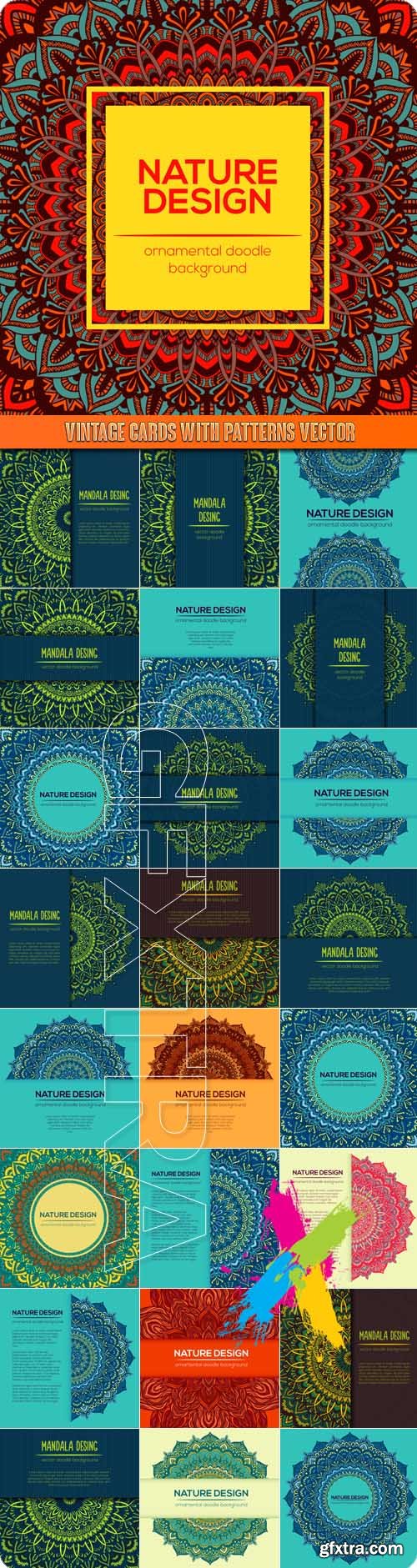 Vintage cards with patterns vector