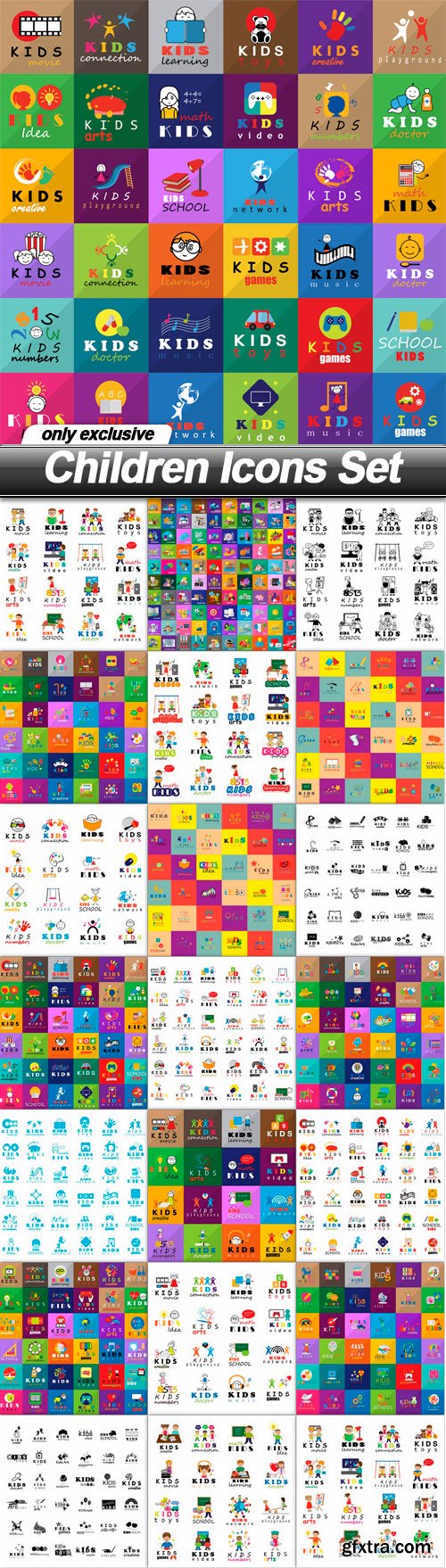 Children Icons Set - 20 EPS