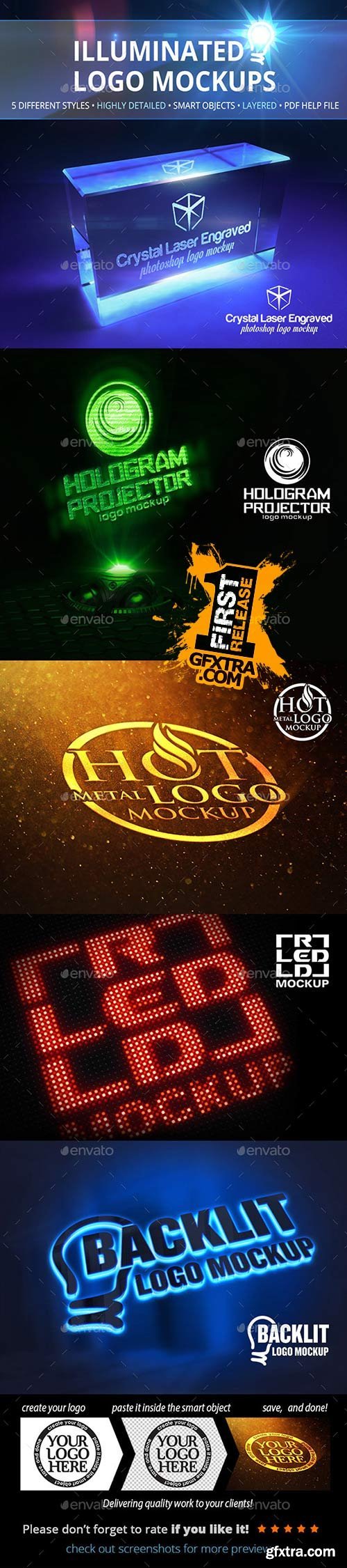 GraphicRiver - Illuminated Logo Mockups 10955063