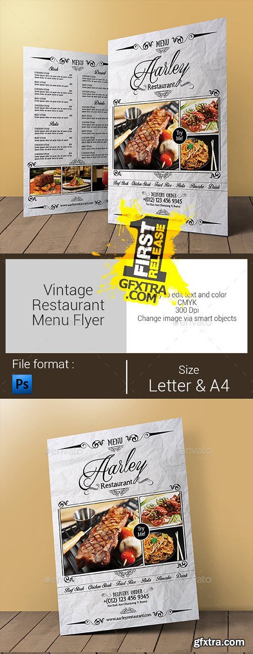 GraphicRiver - Vintage Restaurant Menu Flyer 10862851